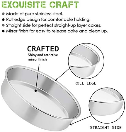E-far 11 Inch Cake Pan Set of 3, Stainless Steel Round Cake Baking Pans, Non-Toxic & Healthy, Mirror Finish & Dishwasher Safe
