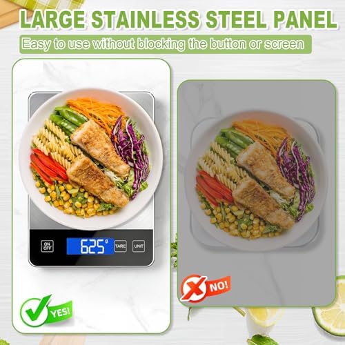 Digital Kitchen Scale, 33lb Food Scale Precisely Measures Grams and Ounces for Baking, Cooking, and Meal Prep, 304 Stainless Steel Weight Scale for Food with LCD Display, Batteries Included