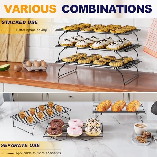 3 Tier Stackable Cooling Rack for Batch Cooling, 15.8"x 10"-Black