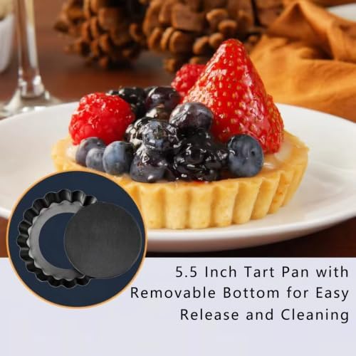 RICHSC-PAN Mini Tart Pan 6PCS, 5.5 Inch Deep Tart molds Removable Bottom.