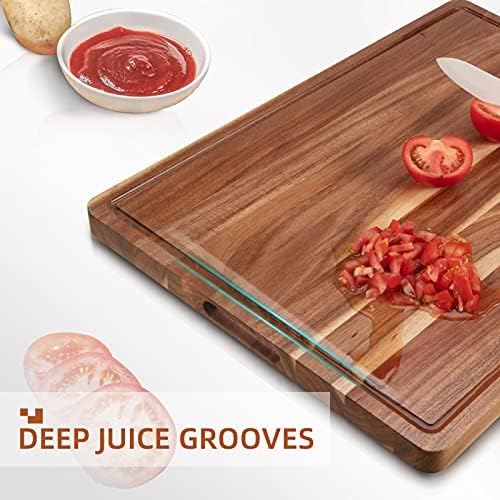 GlowSol Extra Large Acacia Wood Cutting Boards for Kitchen, 24 x 18 Inch