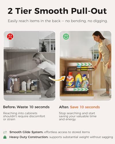 Sevenblue 2-Pack 2-Tier Height Adjustable Under Sink Organizer & Storage