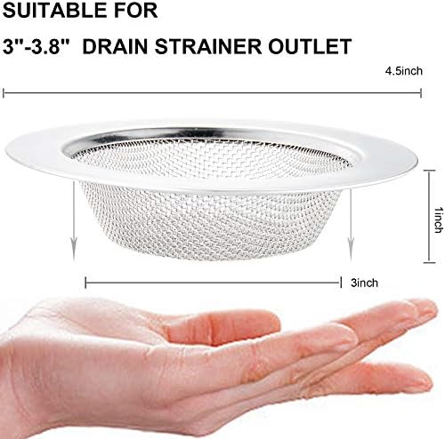 LASSHSWA 2 Pcs Kitchen Sink Strainer Stainless Steel, Mesh and Punching, Kitchen Sink Drain Strainer, Sink Strainers with Large Wide Rim 4.5" Diameter for Kitchen Sinks
