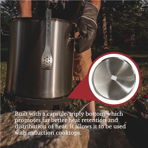 GasOne Stainless Steel Stockpot with Basket – 84qt Stock Pot with Lid and Reinforced Bottom – Heavy-Duty Cooking Pot for Deep Frying, Turkey Frying, Beer Brewing, Soup, Seafood Boil – Satin Finish