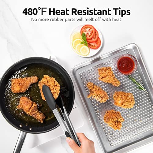 U-Taste Kitchen Tong for Cooking, 480ºF Heat-Resistant Silicone, 12"/Black
