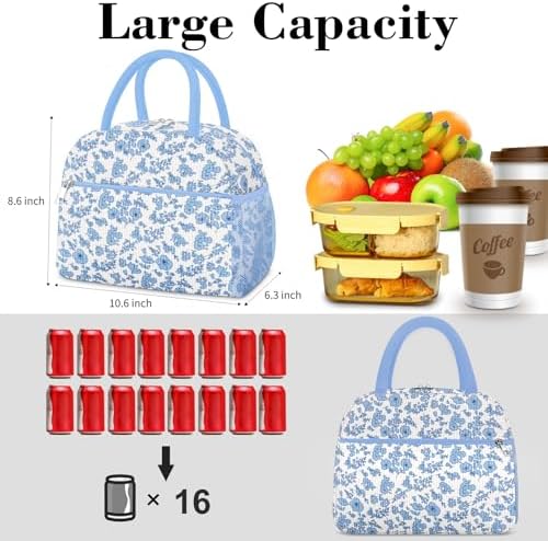 Coobiiya Lunch Bag Lunch Box for Women Men, Reusable Cute Corduroy Lunchbag - Leakproof, Insulated LunchBox Tote with Large Capacity