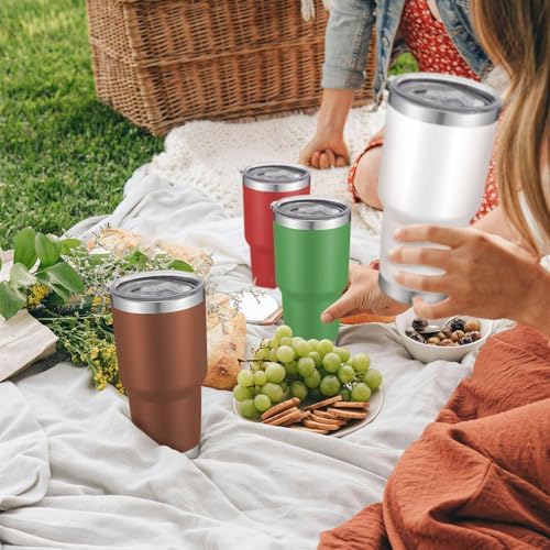 YOUKE OLA 12 Pack Insulated Tumbler - 30oz Stainless Steel Double Wall Vacuum Travel Coffee Tumbler Cup with Lid and Straw for Cold & Hot Drinks (Mixed Colors)