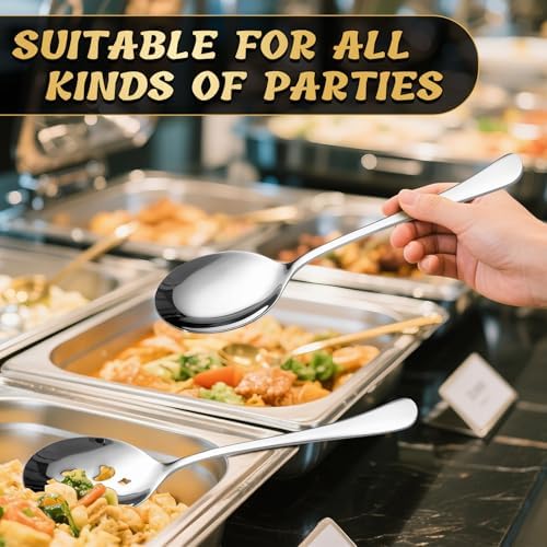10-Inch 6 Piece Serving Spoon Set - 3 Large, 3 Slotted