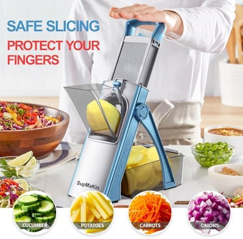 SupMaKin Safe Mandoline Slicer Plus for Kitchen Adjustable Potato Slicer