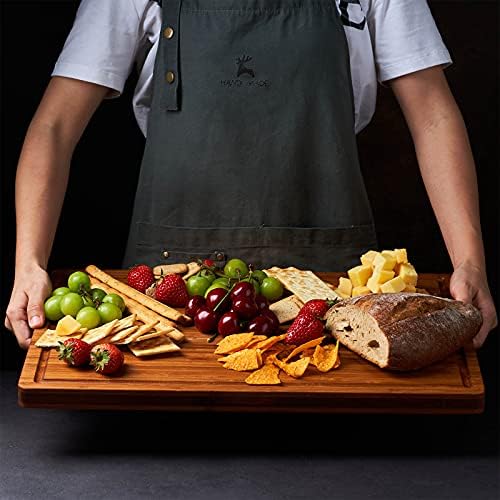 Allsum XL Cutting Board for Kitchen, 20x15" Extra Large, 1" Thick Bamboo Wood Butcher Chopping Block, Cheese Board, Durable Reversible with Juice Grooves and Handles