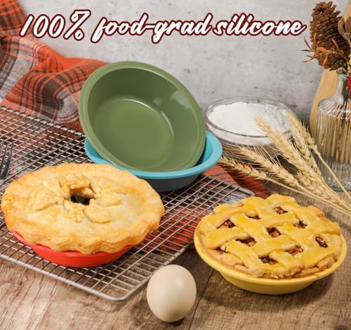 Webake 5 Inch Silicone Mini Pie Pans for Baking, Non-stick Small Tart Pan Quiche Baking Dish, BPA-Free Set of 4