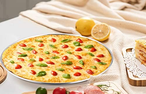 P&P CHEF Pizza Pan Set of 2, 13.5 Inch Stainless Steel Pizza Tray, Silver