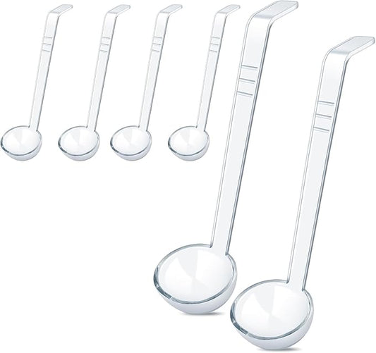 6 Pcs 1 Oz Small Ladle 7.87 Inches Mini Ladles for Serving Sauce, Soup, Dressing, Punch Bowl, Gravy, Cocktail, Fruit Juices – Clear Plastic Long Handle Ladles for Parties