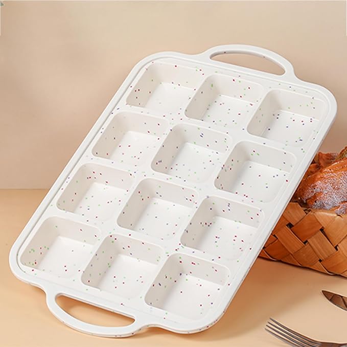 SJ Silicone Brownie Pan with Dividers, Metal-Reinforced Frame, 2-Pack (12 Cavity Each), Nonstick Food-Grade Silicone, Dishwasher Safe—Bakes Neat Squares for Brownies, Bars & Cornbread