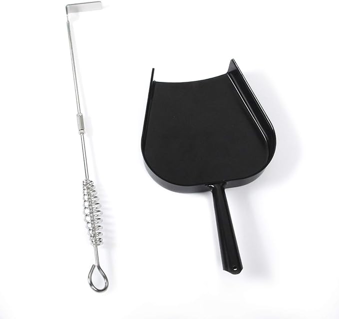 Ash Pan and Ash Poker Compatible with Big Green Egg Accessories,Stainless Steel Ash Removal Tool Set Ash Rake Tool Kit for Large BGE,for KamadoJoe Primo Grill Other Charcoal Smoker Wood Burning Stove