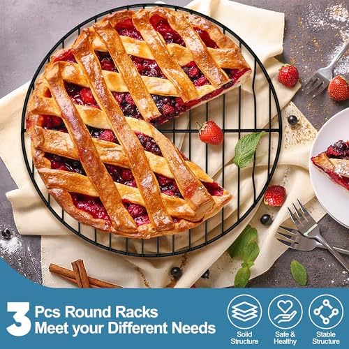 P&P CHEF Round Cooking Rack, Cooling Rack for Steamer, 7.5+9+10.5”, Black