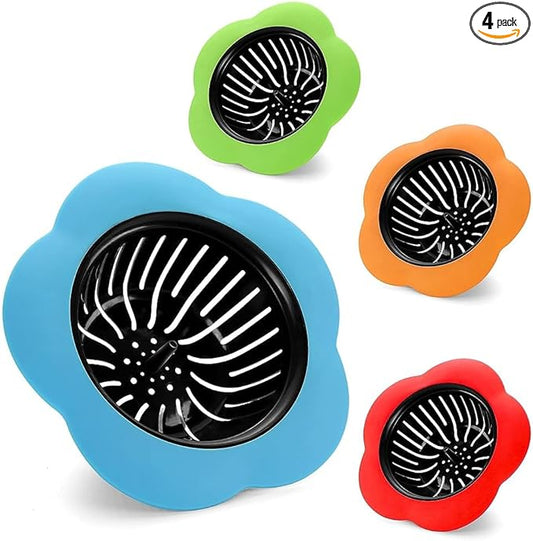 4 Pcs Kitchen Sink Strainer, Upgraded Silicone Sink Drain Strainer for Most Kitchen Sink Drain Basket 4.5" Diameter