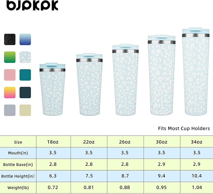 BJPKPK 30oz Tumbler With lid And Straw Stainless Steel Travel Coffee Mug Insulated Tumblers Cups,Light Blue Leopard