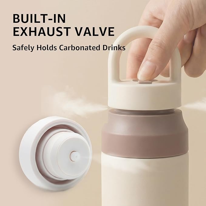 White Stainless Steel Water Bottle Insulated 20 oz Tumbler with Handle,Leak Proof Travel Bottles,Water Cup with Lids