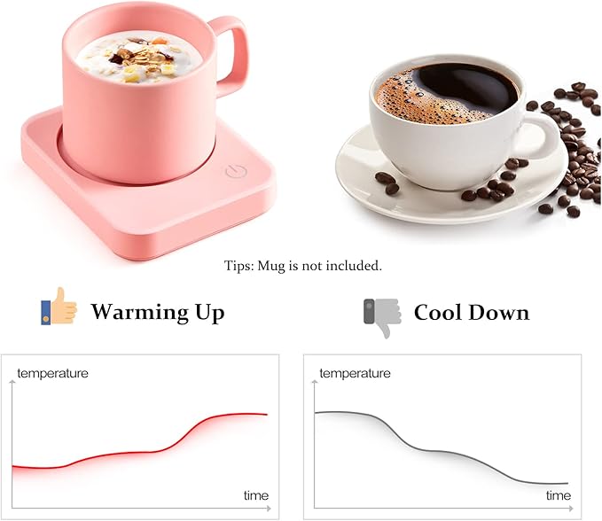 VOBAGA Coffee Mug Warmer for Desk with Auto Shut Off & 3-Temp Settings, Coffee Cup Warmer Galentines Day Gift Home Office Accessory, Perfect for Coffee, Tea, Milk (No Mug)