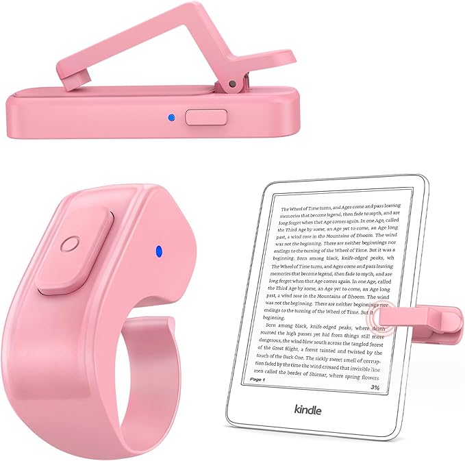 [Case-Friendly] Remote Control Page Turner Ring for Kindle Paperwhite Oasis Scribe Kobo eReaders, Camera Camcorder Remote Controls, Page Turner Clicker for iPhone ipad Tablets with Storage Bag