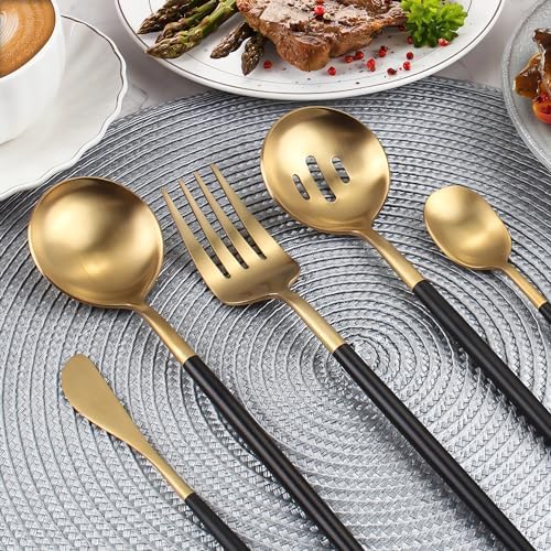 Blackgold Serving Utensils Set, 5pc Stainless Steel Serving Spoons