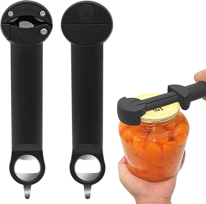 RAIN SPIRIT Jar Opener Bottle Opener and Lid Opener，Multi Retractable Can Opener,Adjustable Kitchen Wine Opener Gadgets (black)