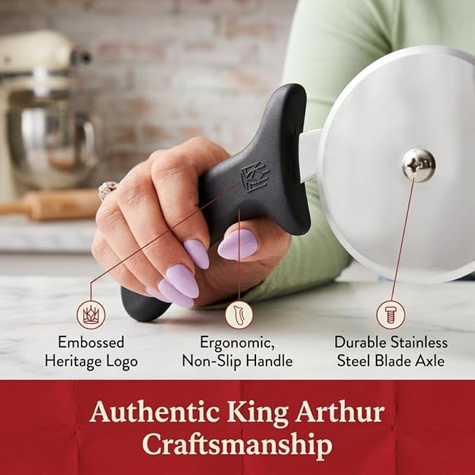 King Arthur Baking Company Pizza Cutter, 4 Inch Wheel, Stainless Steel Blade, Dishwasher Safe