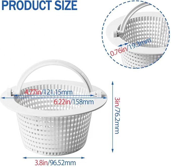 Above Ground Pool Thru-Wall Skimmer Baskets with Handles, Swimming Pool Replacement Baskets - Standard Small Thru-Wall Size -2 Pack