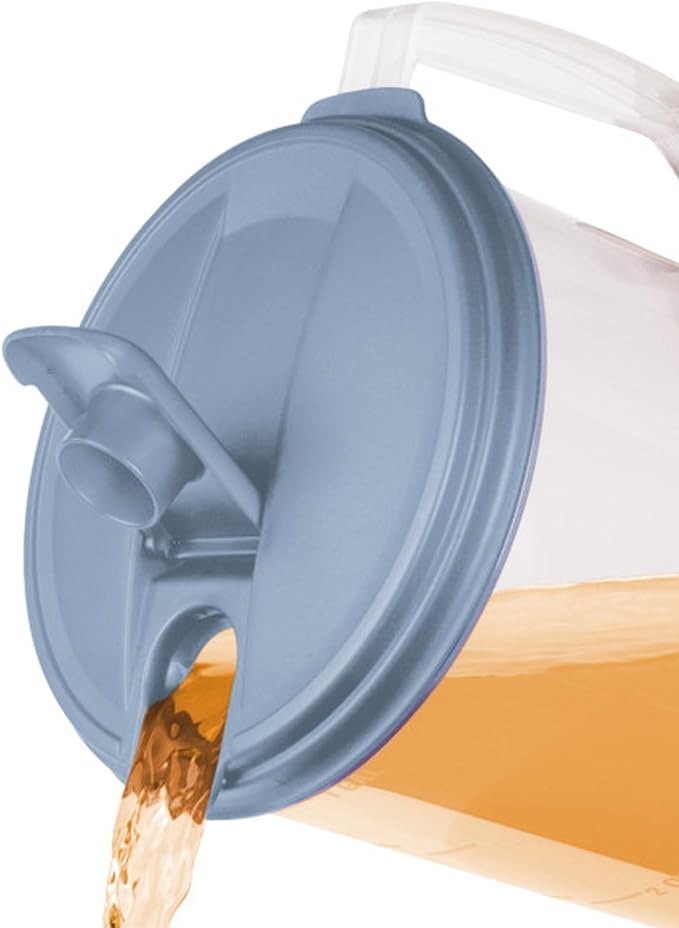 Sterilite 18 Pack 1 Gal Round Pitcher, Drink Dispenser Jug, Flip Tab Lid, Washed Blue