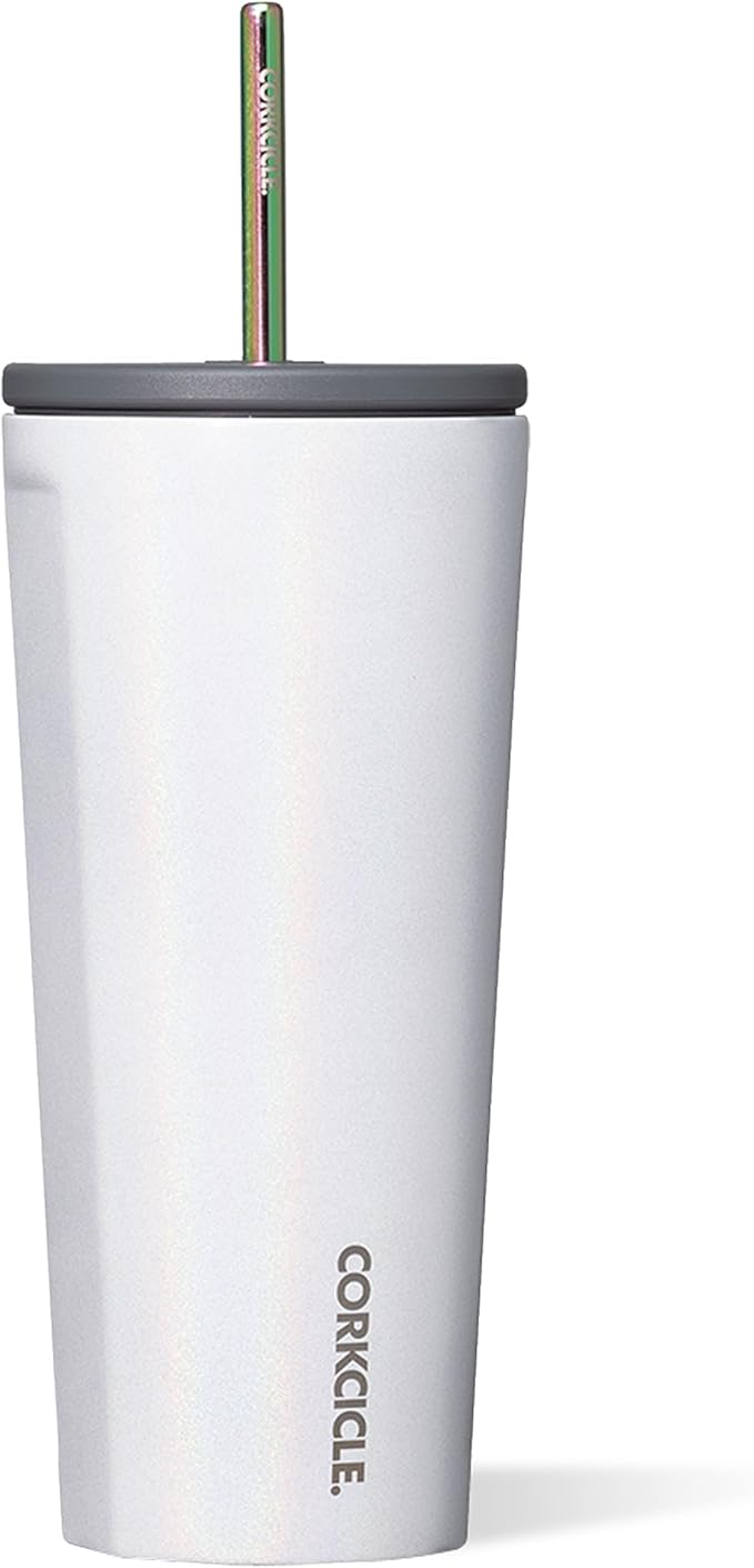 Corkcicle Cold Cup Insulated Tumbler with Straw - Keeps Drinks Cold for 12 Hours - Triple-Insulated Stainless Steel - Leak-Resistant Lid - Summer Drinkware Gift - 24 oz - Unicorn Magic