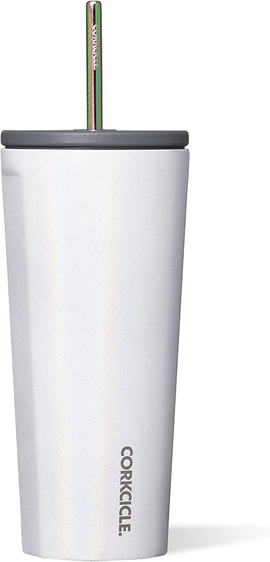 Corkcicle Cold Cup Insulated Tumbler with Straw - Keeps Drinks Cold for 12 Hours - Triple-Insulated Stainless Steel - Leak-Resistant Lid - Summer Drinkware Gift - 24 oz - Unicorn Magic