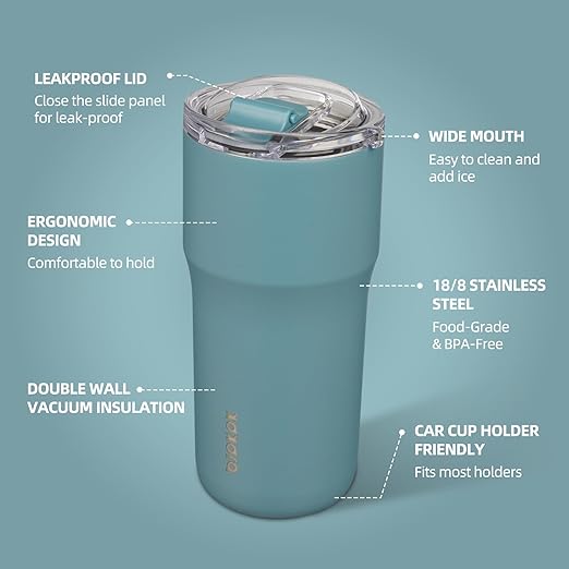 BJPKPK Insulated Tumbler,20oz Stainless Steel Tumbler with lid,Double Wall Travel Coffee Mug Thermal Cup,Keep Drinks Cold and Hot,Haze Blue