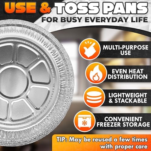 LEGLO Round Foil Cake Pans 50 Pack, 6 In Disposable Aluminum Baking Pans