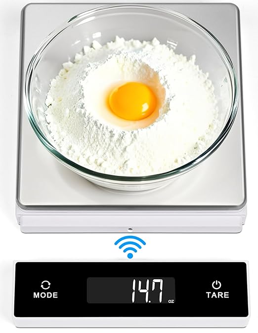 THINKSCALE 11lb Wireless Food Scale with Magnetic Pull-Out Display, 1g/0.01oz Precise Stainless Steel Digital Kitchen Scale for Cooking Baking, Keto and Meal Prep, USB Rechargeable, 6 Weight Units