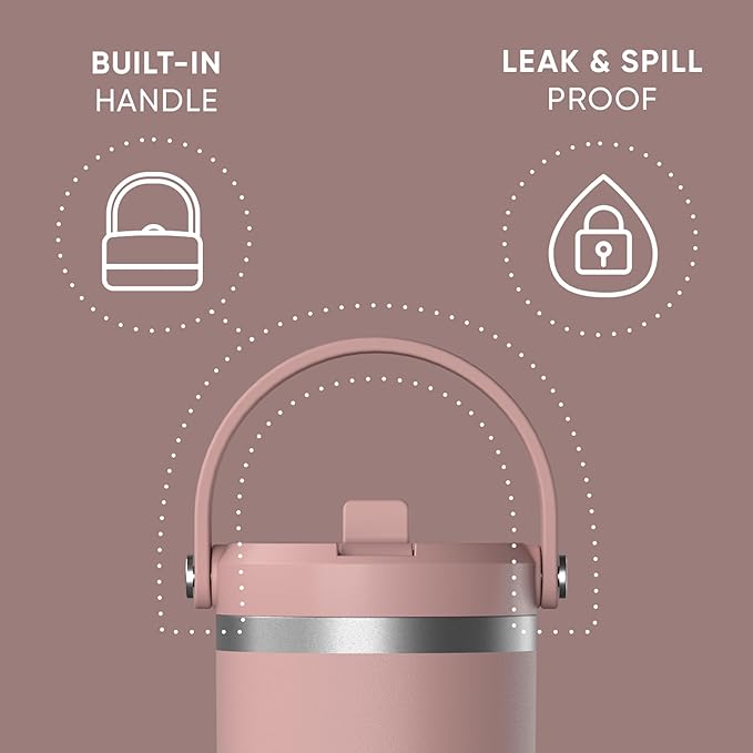 Hydrapeak Nomad 32 oz Tumbler with Handle and Straw Lid, Leakproof, Double Insulated, 32oz Cup Stainless Steel (Rosewood)