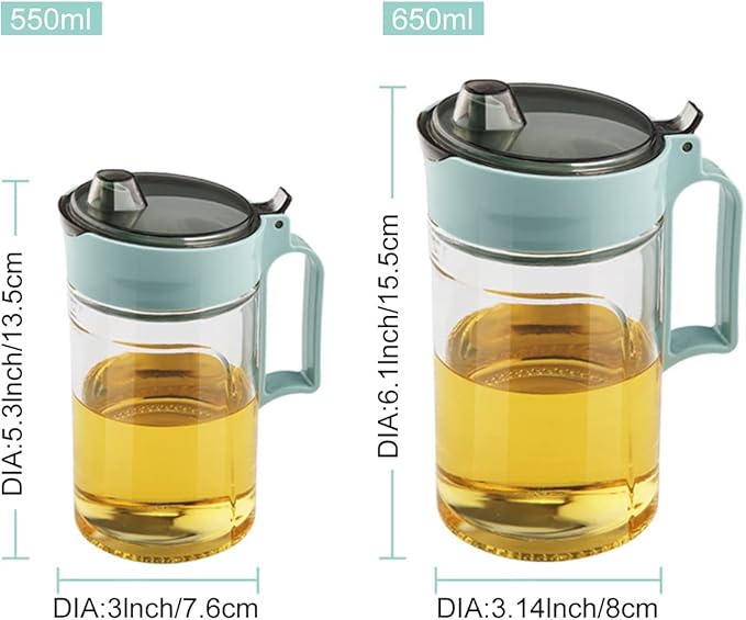 TENTA KITCHEN Olive Oil Vinegar Syrups Bottle Dispenser Cruet - 550ml(18.6 Oz) Oil Bottle Glass With No Drip Plastic Bottle Spout And Protective Cap(Green 1PC)