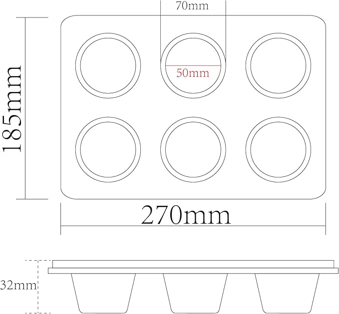 6 Cups Carbon Steel Nonstick Bakeware Muffin Pan