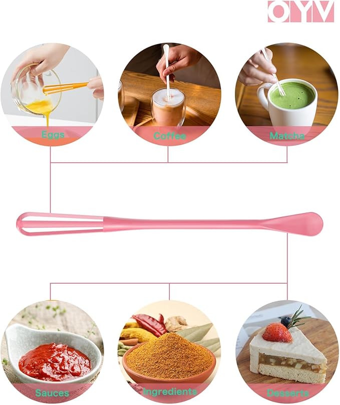Fresh Spring & Summer Colors Mini Whisk Set, 8.5 in Mini Whisks for Cooking, 3 Pieces Small Wisk For Whisking, Beating, Blending Ingredients, Mixing Sauces, BPA Free Tiny Whisk