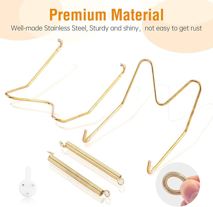 Bilillo 12 Pack Plate Hangers for The Wall, Suitable for 6-8 inch Art Plate, Stainless Steel Invisible Heavy Duty Wire Plate Holder with Wall Hooks, Plate Hangers for Displaying Plates