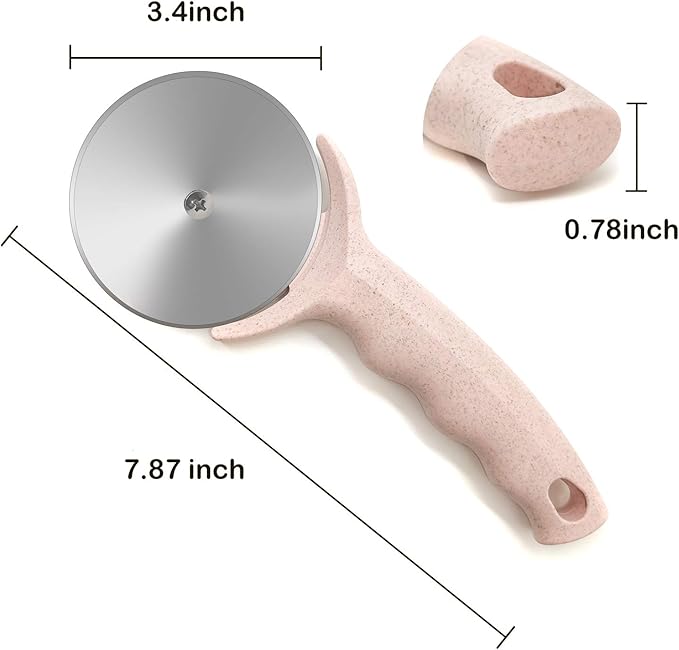 Pizza Cutter Wheel, Stainless Steel Pizza Cutter with Cover, Super Sharp Pizza Slicer-Dishwasher safe,Smooth Rotating Pizza Wheel Safe with Healthy Material (Pink）