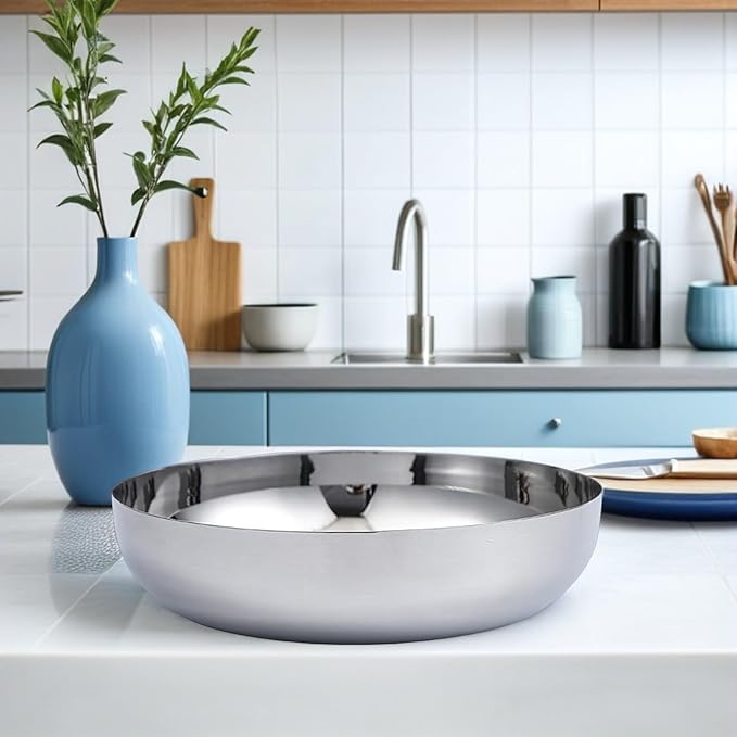 75oz Stainless Steel Mixing Bowls - 9.4 inch Large Metal Serving Bowl, Non-Slip Silver Decorative Bowl for Salad, Pasta, Soup, Fruit, Dishwasher Safe