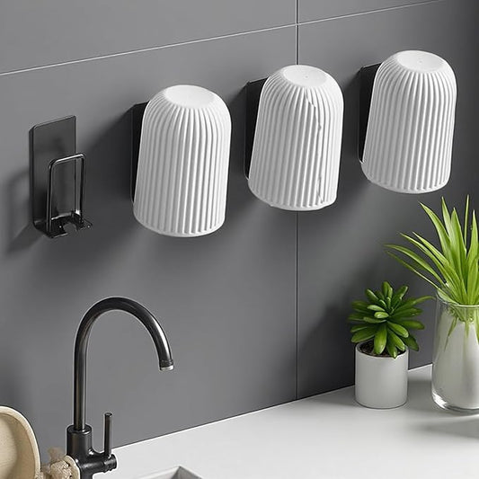 4PCS Mug Hooks Wall-Mounted Mug Holder, Coffee Cups Holder Hanger no Drilling,Toothbrush and Cup Organizer,Storage Hooks for Kitchen, Living Room, Office(Black-1cup)