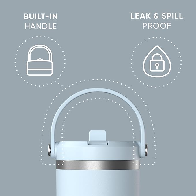 Hydrapeak Nomad 32 oz Tumbler with Handle and Straw Lid, Leakproof, Double Insulated, 32oz Cup, Stainless Steel (Powder Blue)