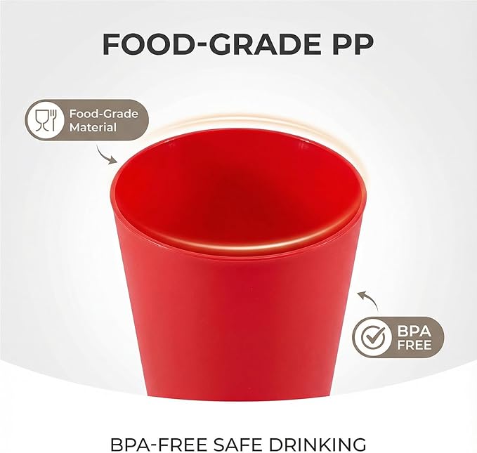 32 oz Large Plastic Cups Reusable, Big Drinking Cups for Kitchen, Stackable Water Tumblers, BPA-free, Dishwasher Safe, Unbreakable Bright Colors set of 12 Indoor Outdoor Use
