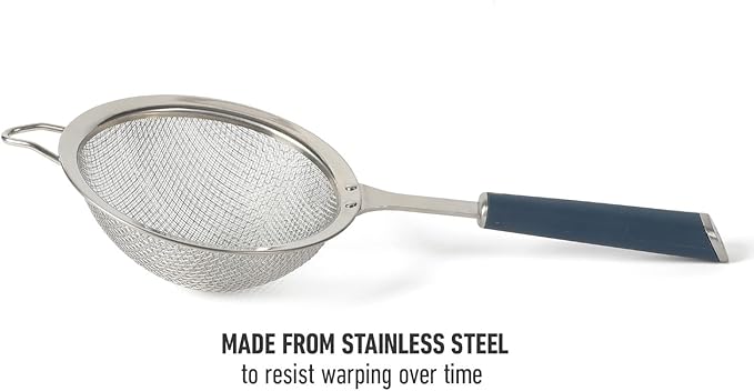 Calphalon Edge Stainless Steel Strainer w/Thermoplastic Rubber Handle - Navy Blue