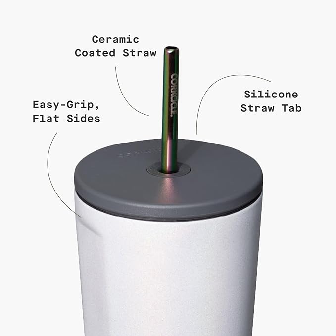 Corkcicle Cold Cup Insulated Tumbler with Straw - Keeps Drinks Cold for 12 Hours - Triple-Insulated Stainless Steel - Leak-Resistant Lid - Summer Drinkware Gift - 24 oz - Unicorn Magic