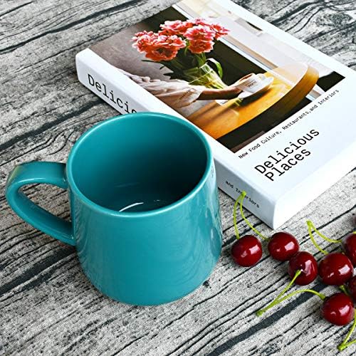 Bosmarlin Glossy Ceramic Coffee Mug Set of 2, Tea Cup for Office and Home, 18 oz, Suitable for Dishwasher and Microwave(Aquamarine, 2)