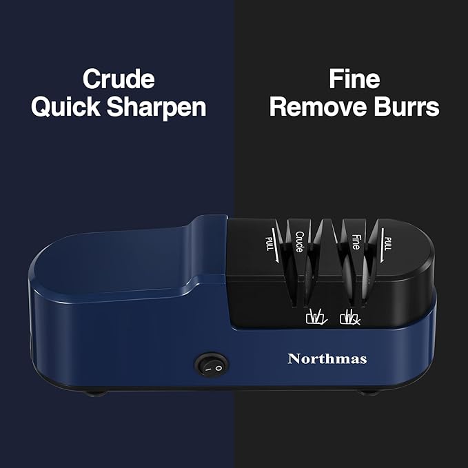 Knife Sharpener, Professional Electric Knife Sharpener for Home Use, 2 Stages for Quick Sharpening & Polishing, 100V-240V Global Voltage Design, Blue