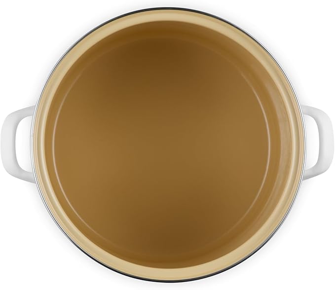 Le Creuset Enamel on Steel Traditional Stockpot, 12 qt., White with Stainless Steel Knob